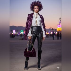 Elegant and Chic Purple Velvet Hobo Bag